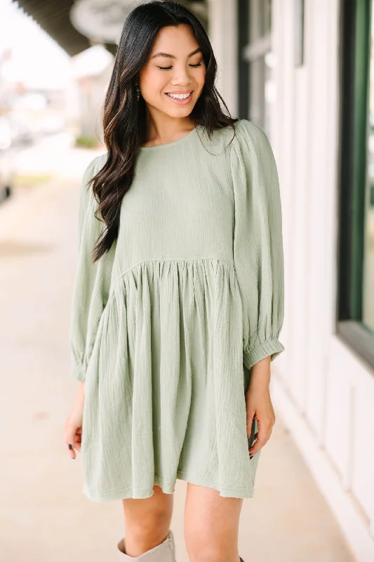 Live Free Sage Green Cotton Dress