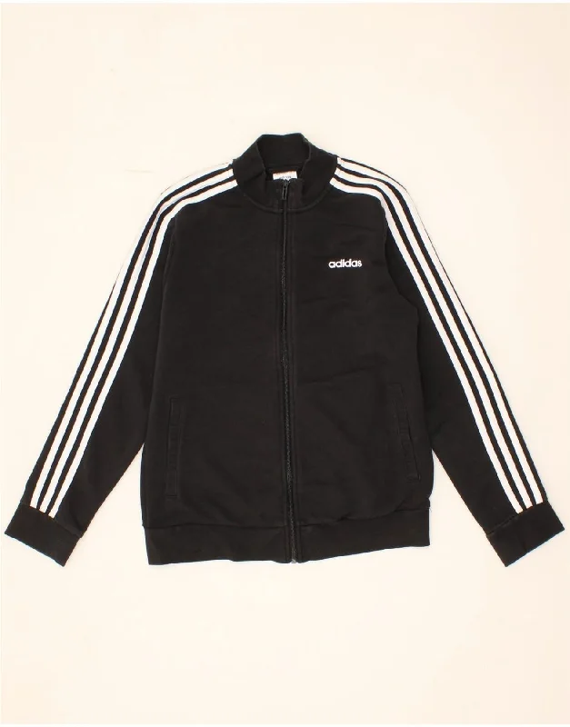 ADIDAS Womens Tracksuit Top Jacket UK 12/14 Medium Black Cotton