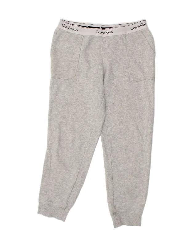 CALVIN KLEIN Womens Tracksuit Trousers Joggers UK 16 Large Grey Cotton