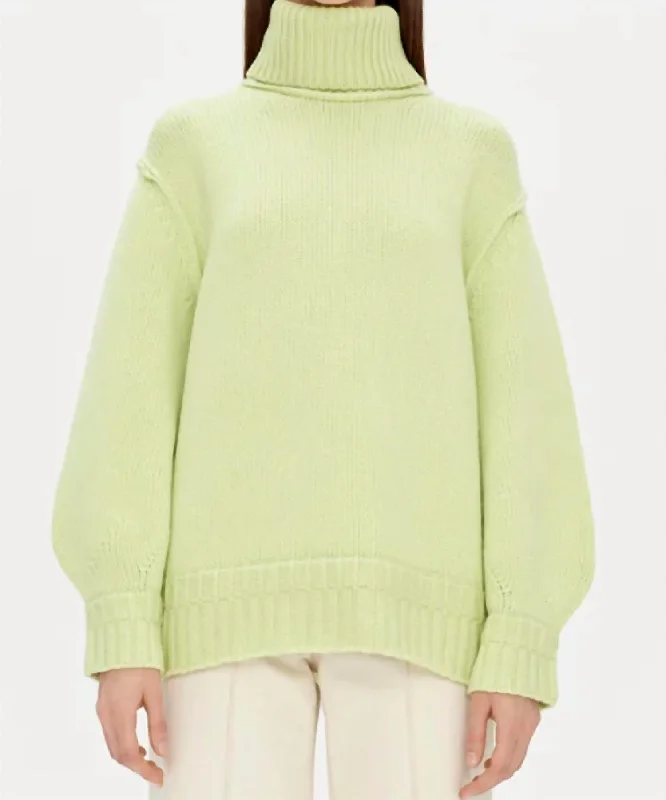 Leylani Turtleneck Sweater In Light Green