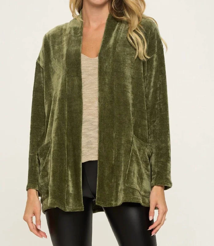 Meredith Cardigan In Olive Green