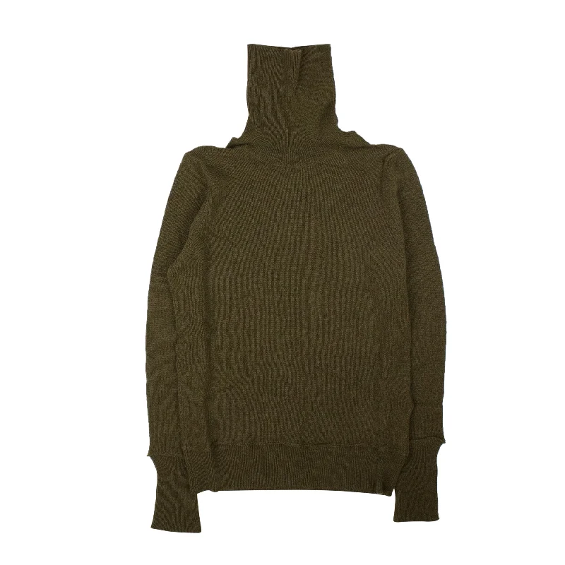 Olive Green Distressed Cashmere Crewneck