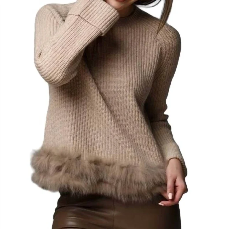 Pullover Wool Cashmere Sweater In Taupe