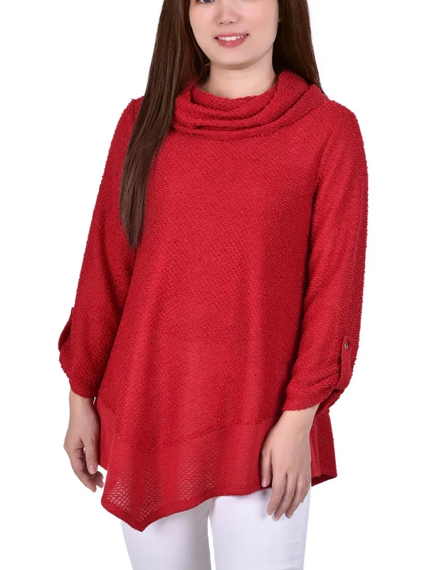 Womens Knit Asymmetric Turtleneck Sweater