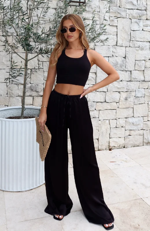 Catching Up Wide Leg Pants Black