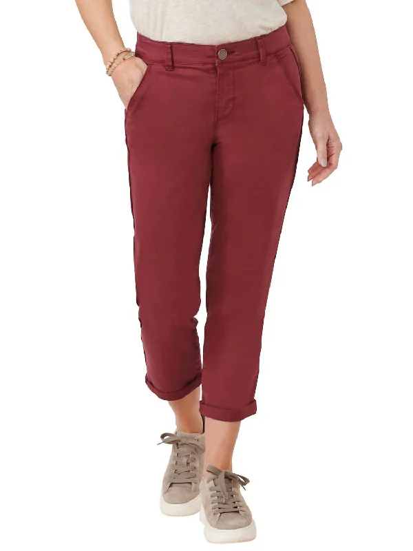 Grape Wine High Rise Trouser In Burgundy