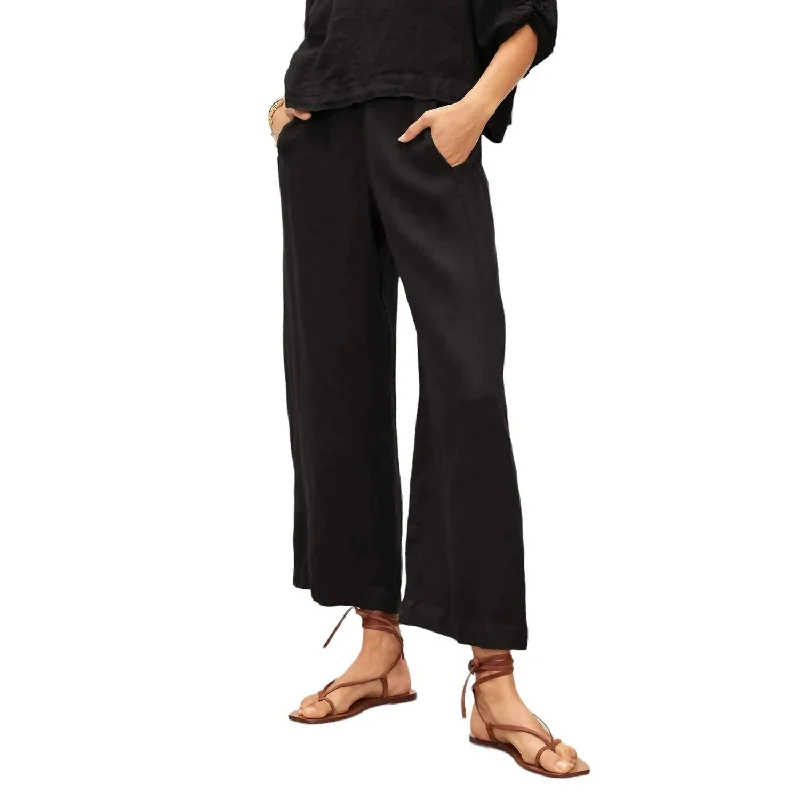 Lola Linen Straight Leg Pants In Black