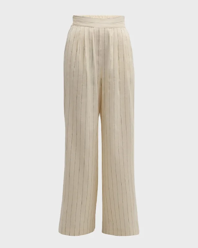 Nunes Striped High-Rise Wide-Leg Pants