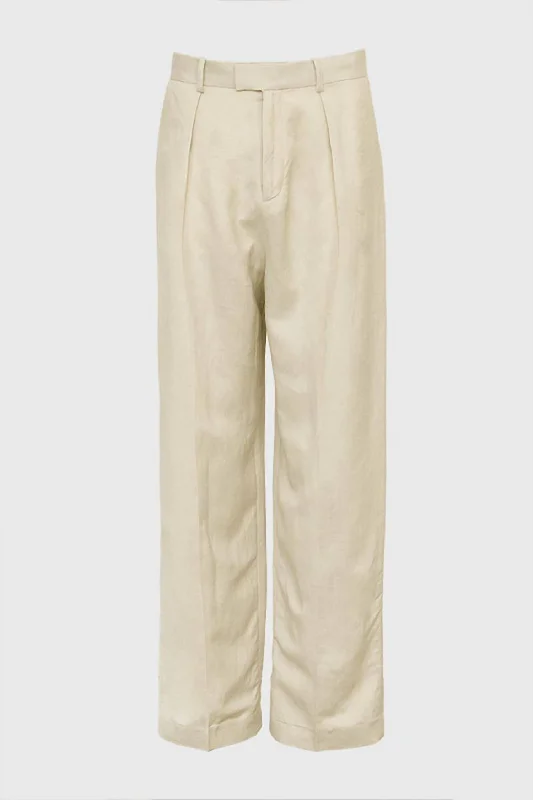 Women's Villa Tailored Linen Pants In Silver Lining