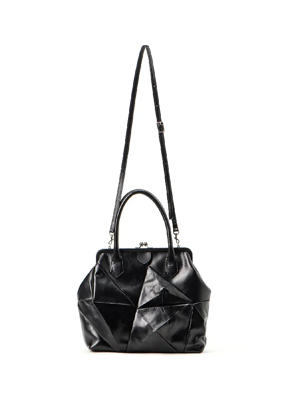 SEMI-GLOSS LEATHER3D BIG BAG W/ CLASP