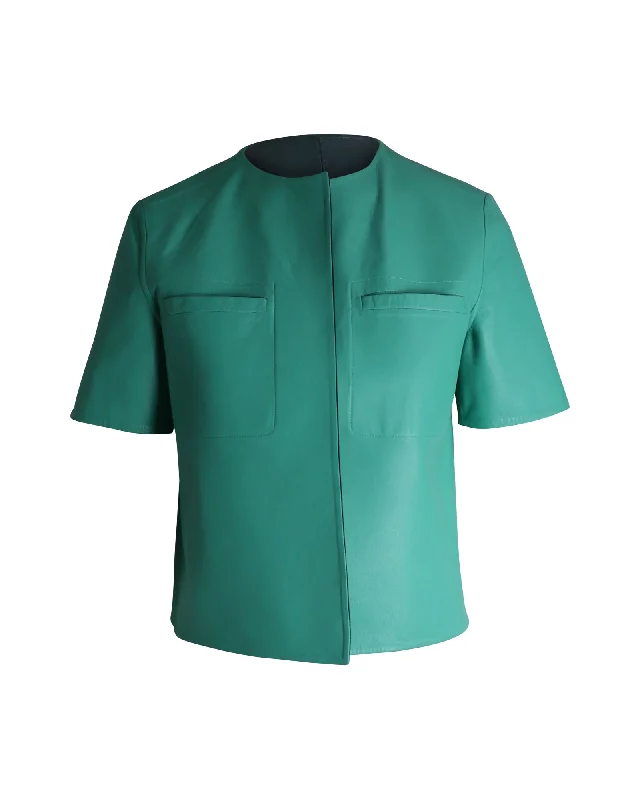 Marni Reversible Short Sleeve Jacket in Green Leather