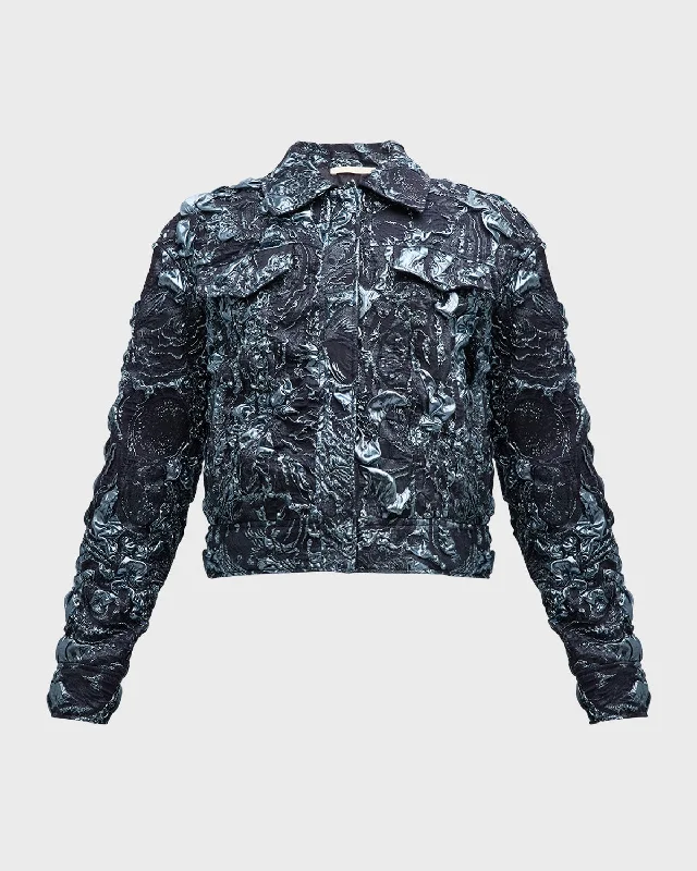 Metallic Marine Cropped Jacket