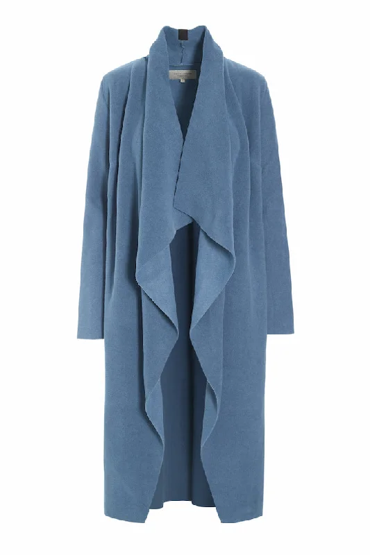 LONG CARDIGAN W/ WATERFALL - 7131 - DUSTY BLUE