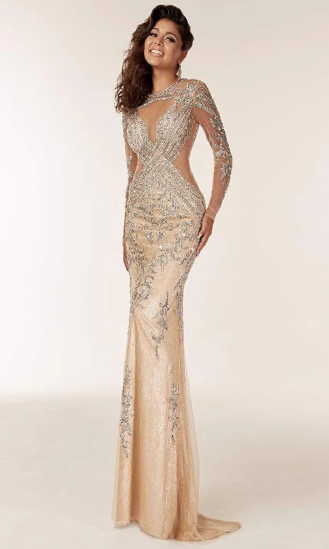 Jasz Couture - 6204 Illusion Embellished Sheath Gown